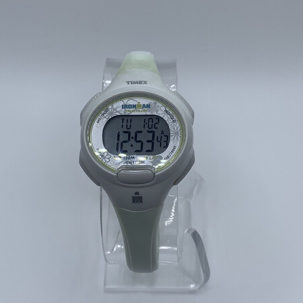 Timex Ironman Triathlon Watch Women Indiglo White Tone WR 100M 10Lap New Battery